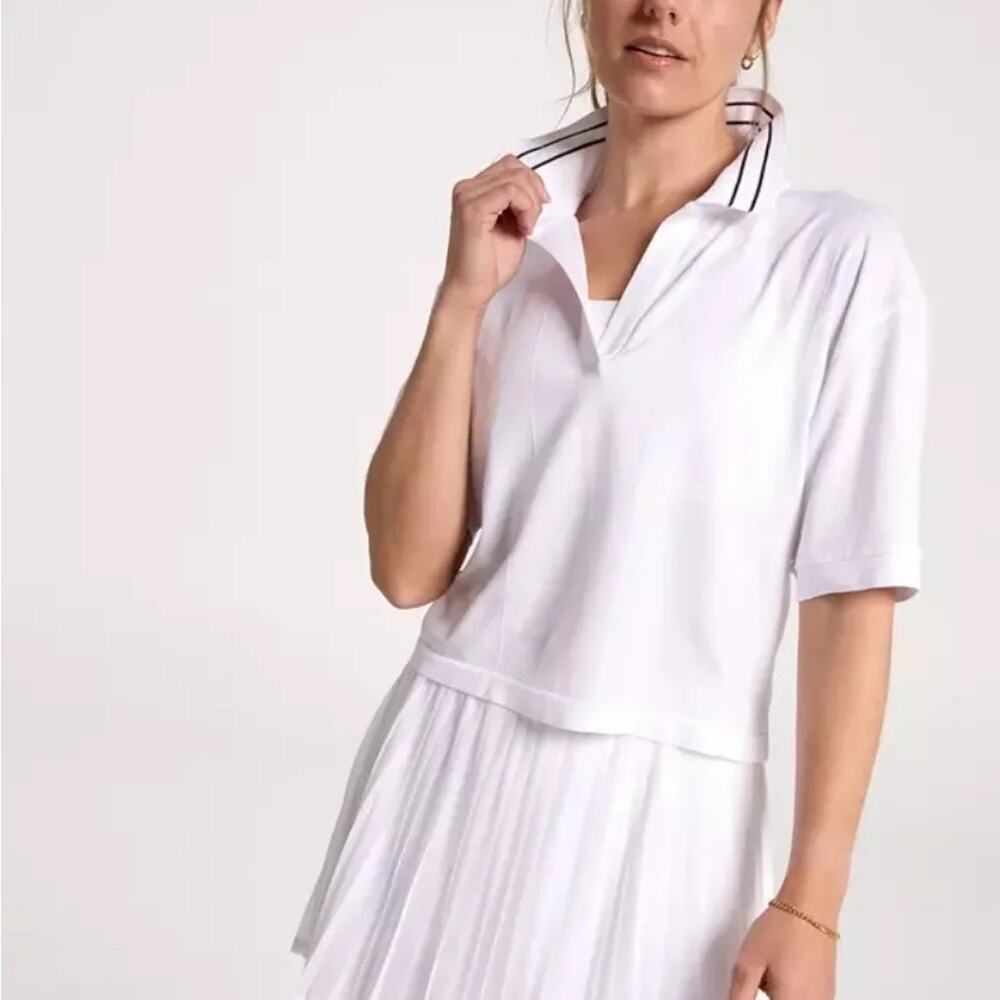NWT Calia by Carrie Underwood Pure White Seamless Tipped Polo Women's Size XXL